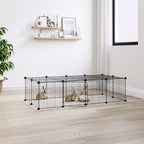 Vidaxl huisdierenkooi met deur 20 panelen 35x35 cm staal zwart