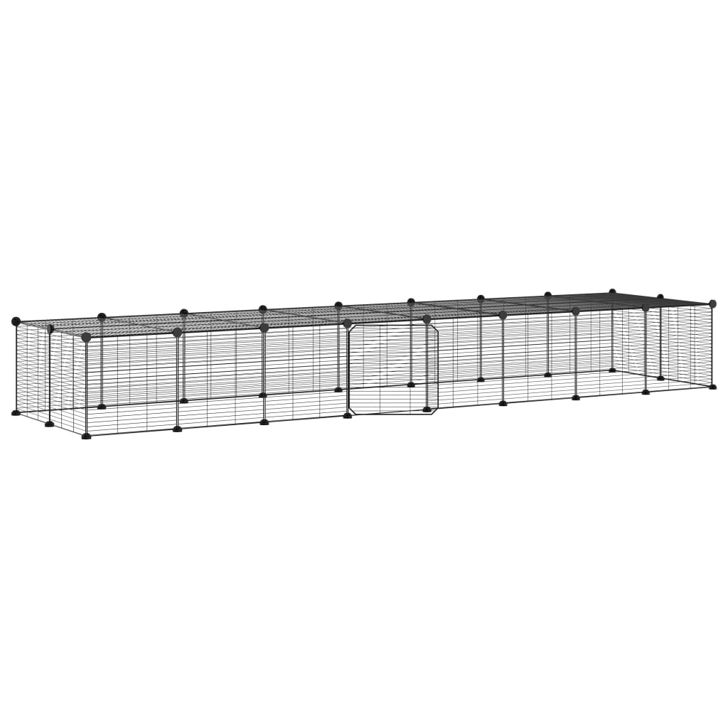 Vidaxl huisdierenkooi met deur 36 panelen 35x35 cm staal zwart