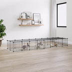 Vidaxl huisdierenkooi met deur 36 panelen 35x35 cm staal zwart