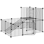 Vidaxl huisdierenkooi met deur 20 panelen 35x35 cm staal zwart