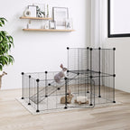Vidaxl huisdierenkooi met deur 20 panelen 35x35 cm staal zwart