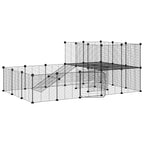 Vidaxl huisdierenkooi met deur 36 panelen 35x35 cm staal zwart