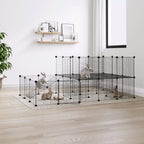 Vidaxl huisdierenkooi met deur 44 panelen 35x35 cm staal zwart
