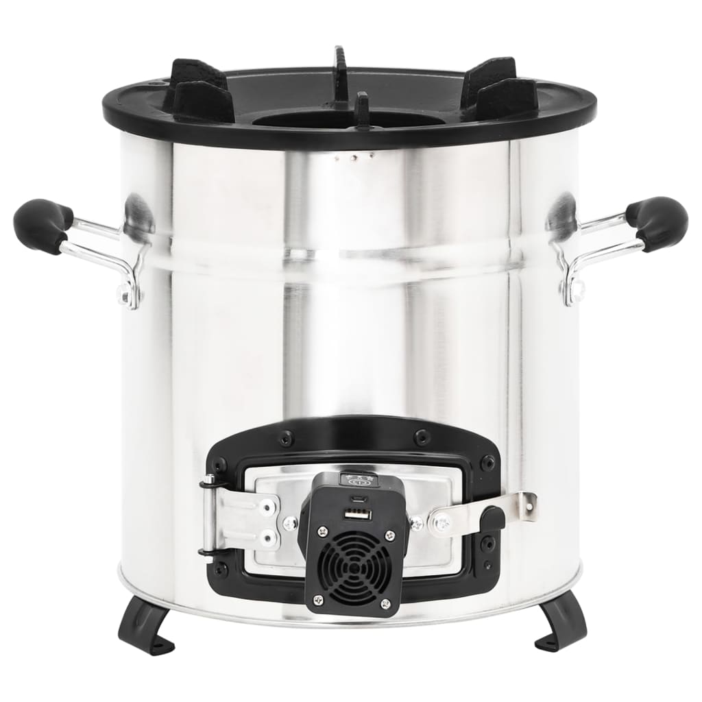 Vidaxl houtkachel met usb-ventilator 35,5x26x28 cm roestvrijstaal