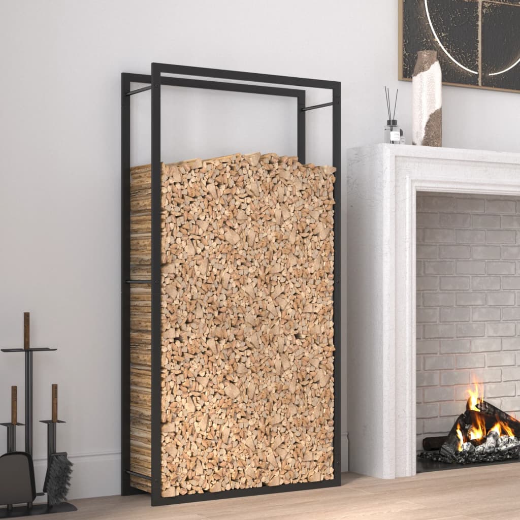 Vidaxl haardhoutrek matzwart 80x28x154 cm staal