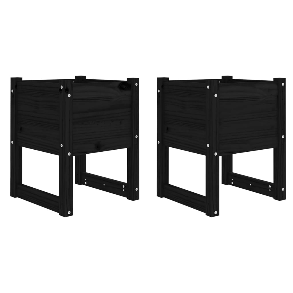 Vidaxl plantenbakken 2 st 40x40x52,5 cm massief grenenhout zwart