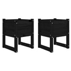 Vidaxl plantenbakken 2 st 40x40x52,5 cm massief grenenhout zwart