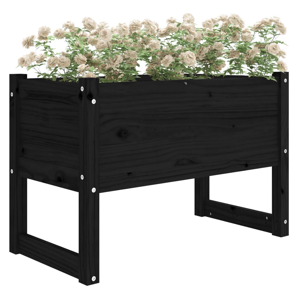 Vidaxl plantenbak 78x40x52 cm massief grenenhout zwart