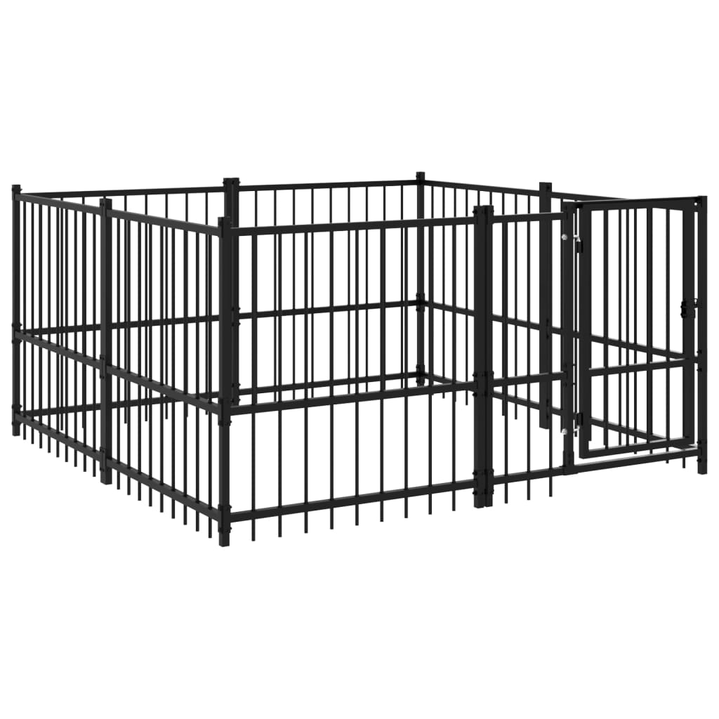 VidaXL Hondenkennel voor buiten 3,75 m² staal