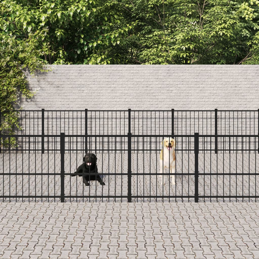 VidaXL Hondenkennel voor buiten 47,05 m² staal