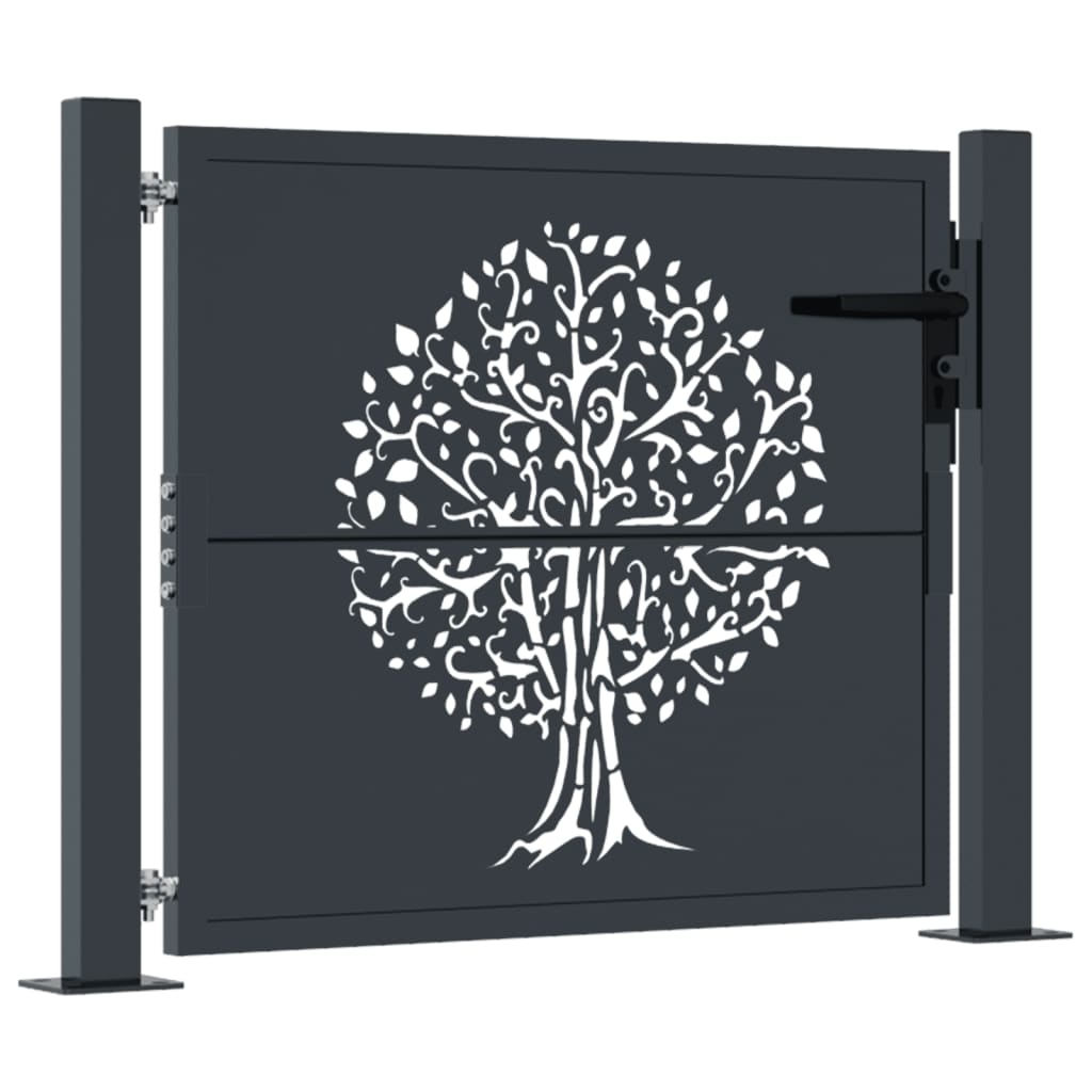 Vidaxl poort 100x100 cm met boomontwerp staal antracietkleurig