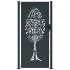 Vidaxl poort 100x175 cm met boomontwerp staal antracietkleurig