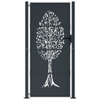 Vidaxl poort 100x200 cm met boomontwerp staal antracietkleurig