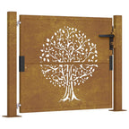 Vidaxl poort 100x75 cm boomontwerp cortenstaal