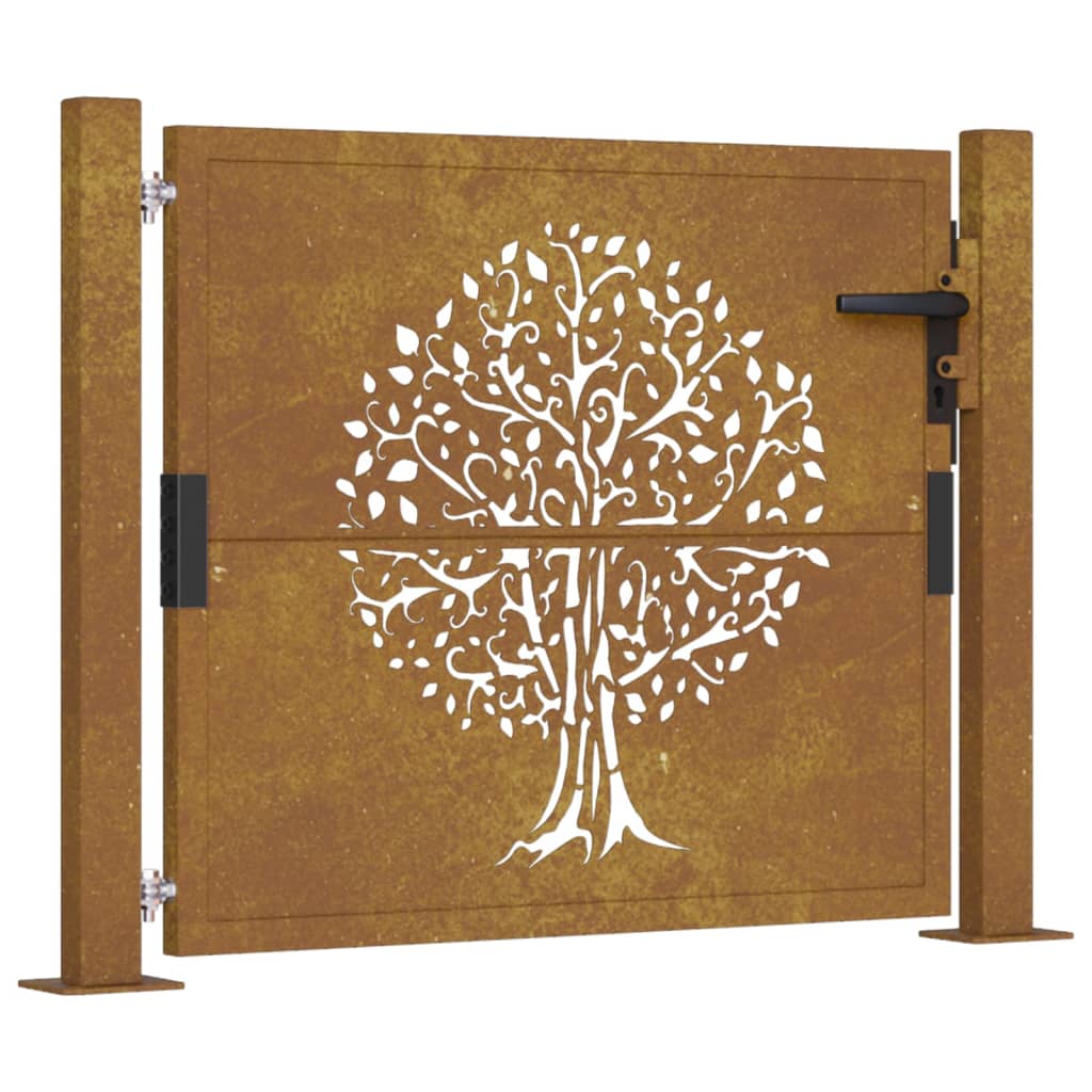 Vidaxl poort 100x75 cm boomontwerp cortenstaal