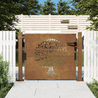 Vidaxl poort 105x105 cm boomontwerp cortenstaal