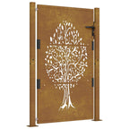 Vidaxl poort 100x125 cm boomontwerp cortenstaal