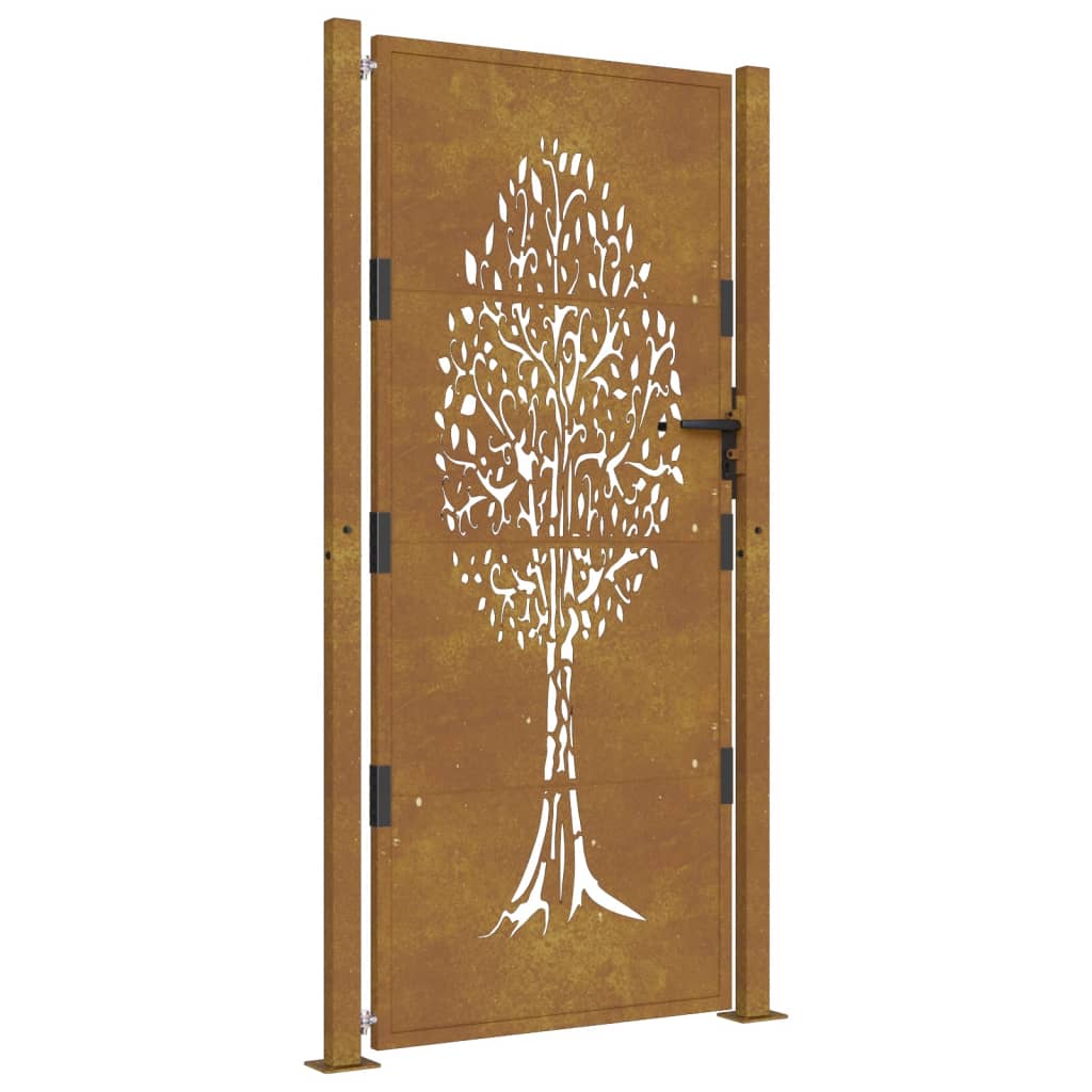 Vidaxl poort 105x180 cm boomontwerp cortenstaal