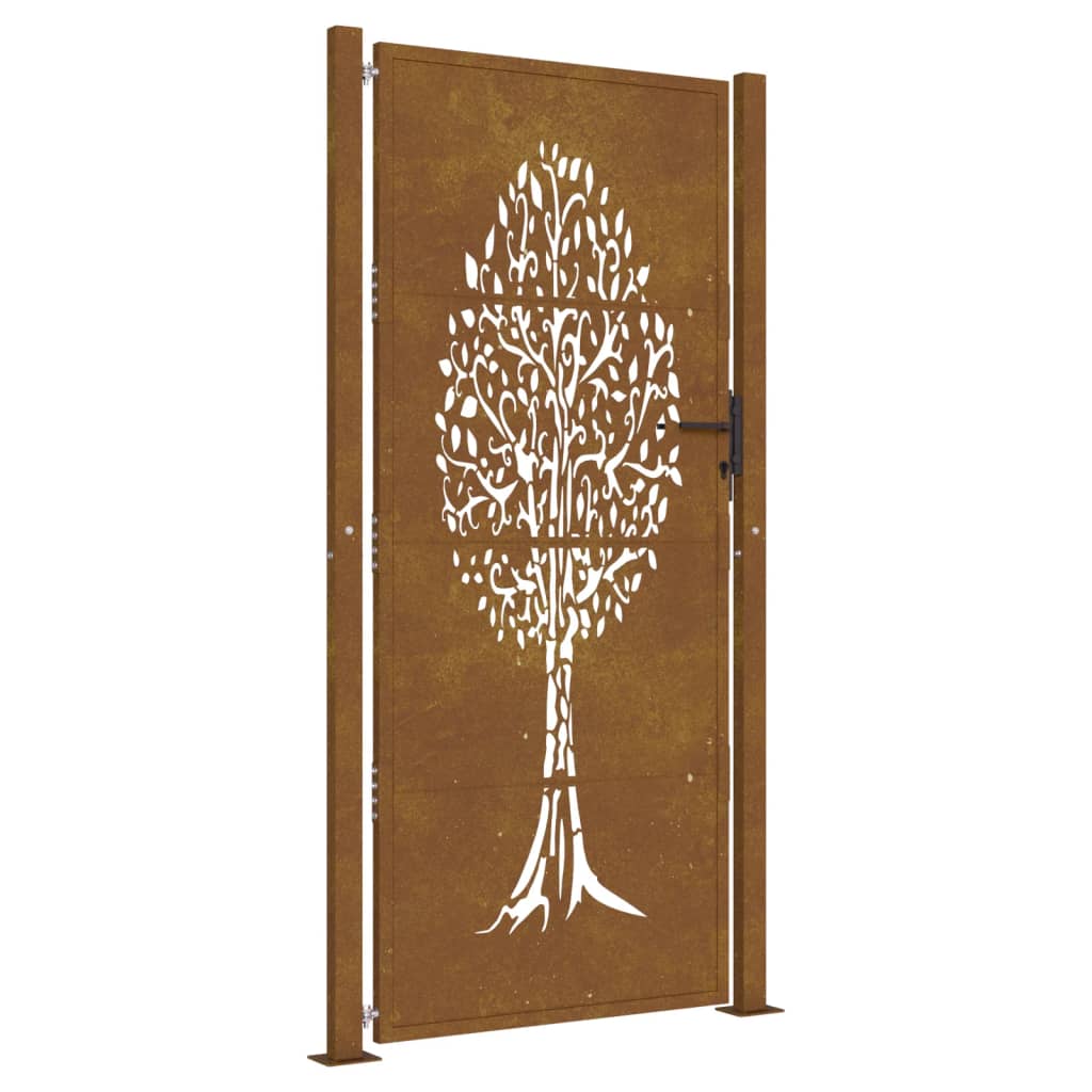 Vidaxl poort 100x200 cm cortenstaal boom ontwerp