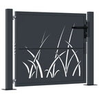 Vidaxl poort met grasontwerp 100x75 cm staal antracietkleurig