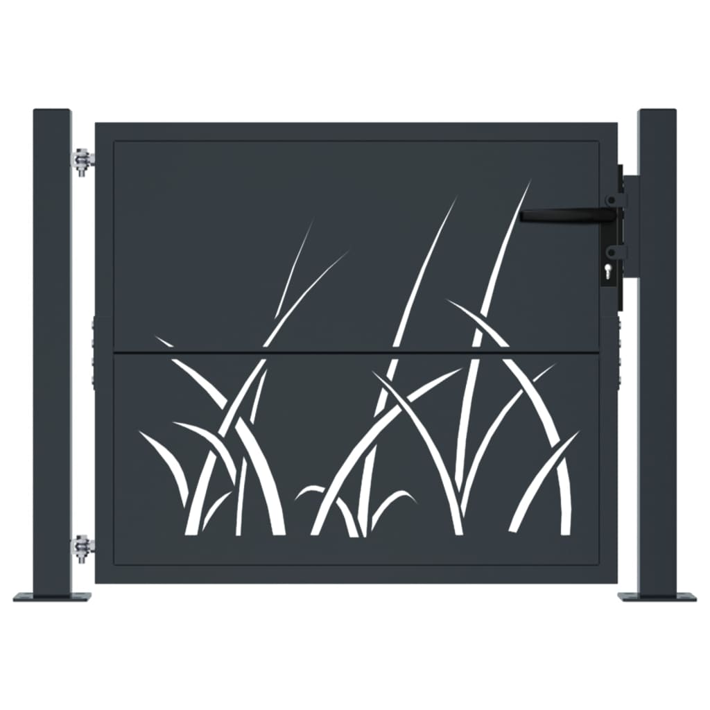 Vidaxl poort met grasontwerp 100x75 cm staal antracietkleurig