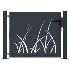 Vidaxl poort met grasontwerp 100x75 cm staal antracietkleurig