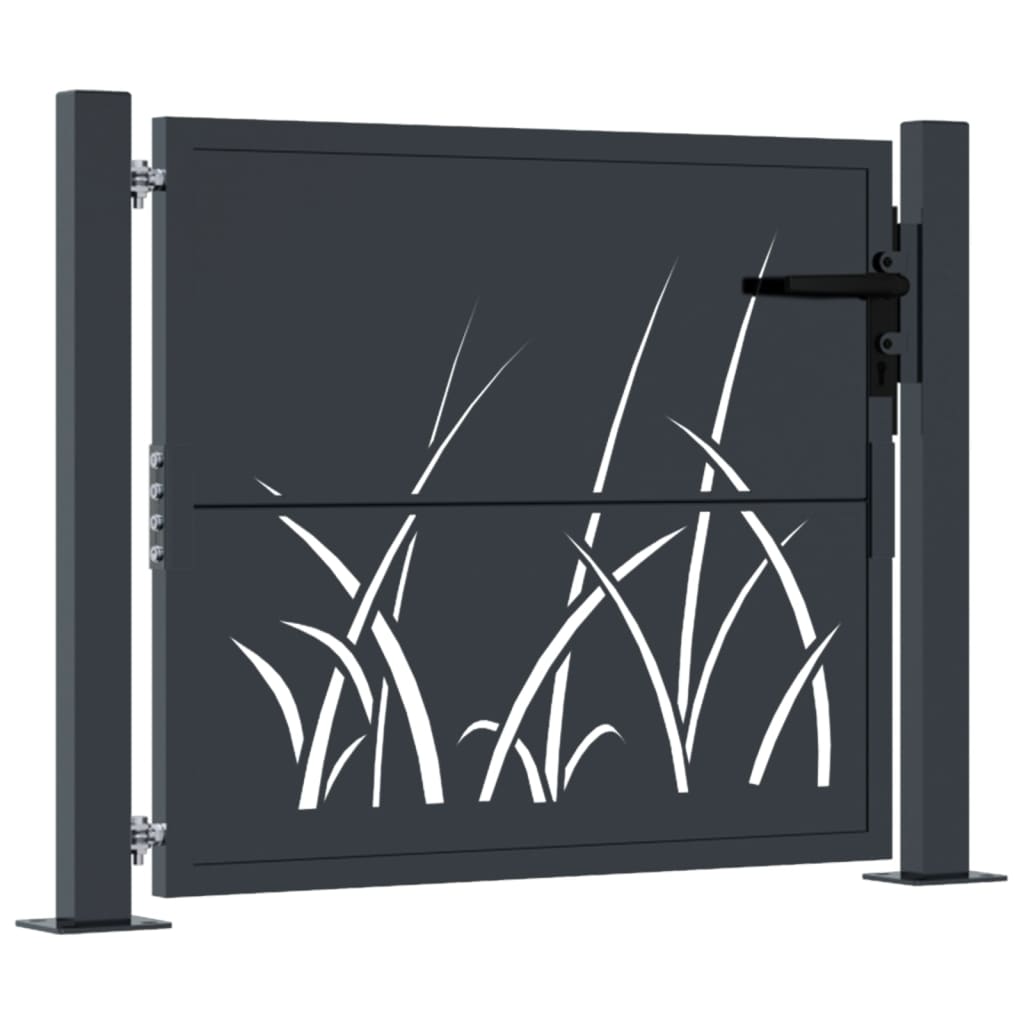 Vidaxl poort 100x100 cm met grasontwerp staal antracietkleurig