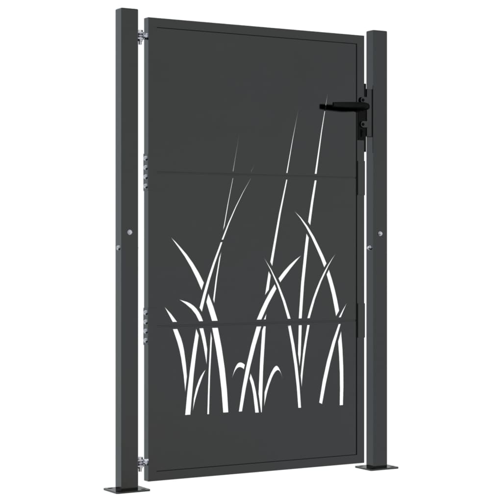 Vidaxl poort 100x125 cm met grasontwerp staal antracietkleurig