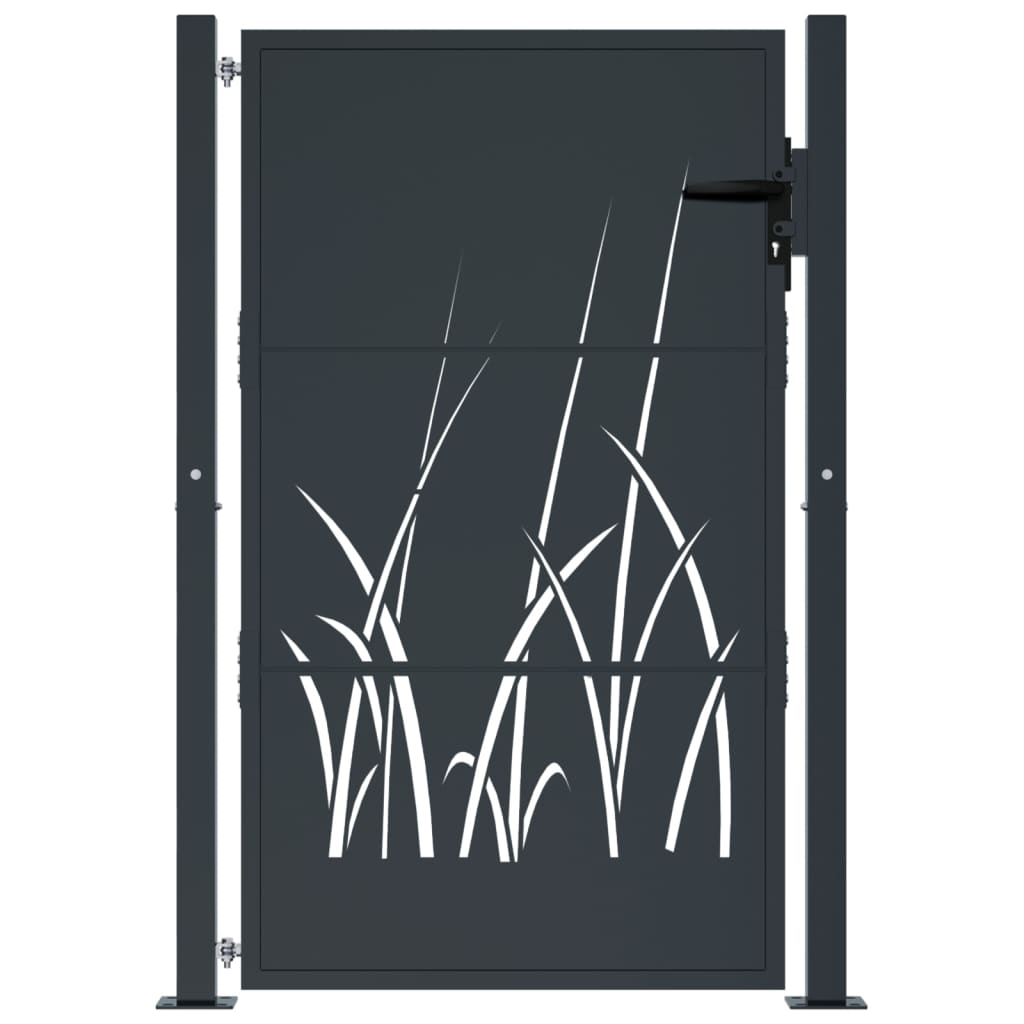 Vidaxl poort 100x125 cm met grasontwerp staal antracietkleurig