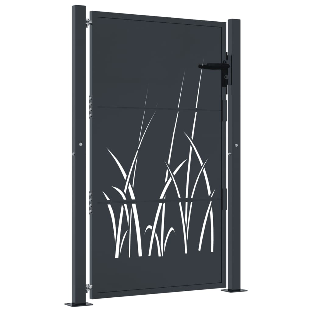 Vidaxl poort 100x150 cm met grasontwerp staal antracietkleurig