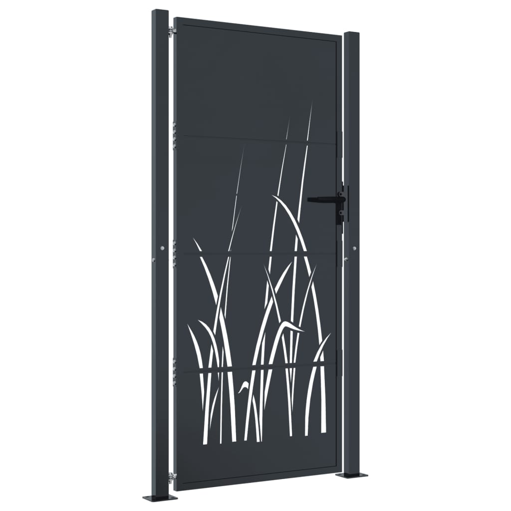 Vidaxl poort 100x175 cm met grasontwerp staal antracietkleurig