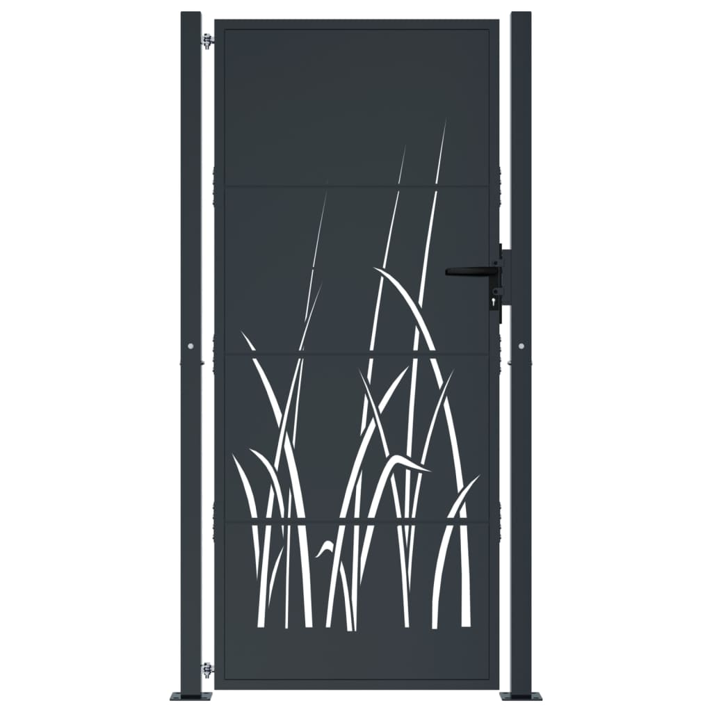 Vidaxl poort 100x175 cm met grasontwerp staal antracietkleurig