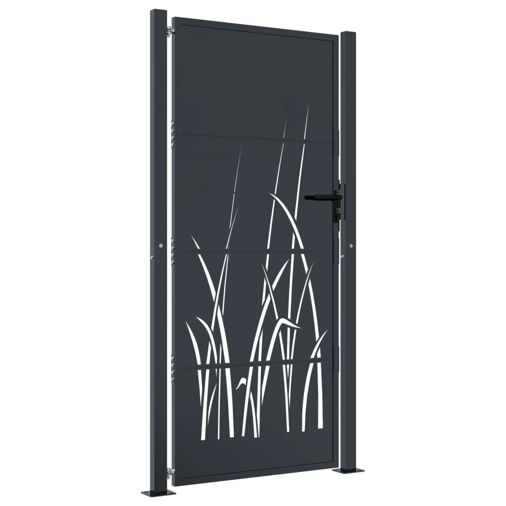 Vidaxl poort 100x200 cm met grasontwerp staal antracietkleurig