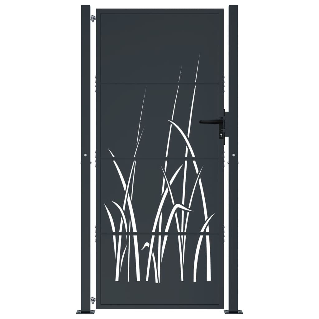Vidaxl poort 100x200 cm met grasontwerp staal antracietkleurig