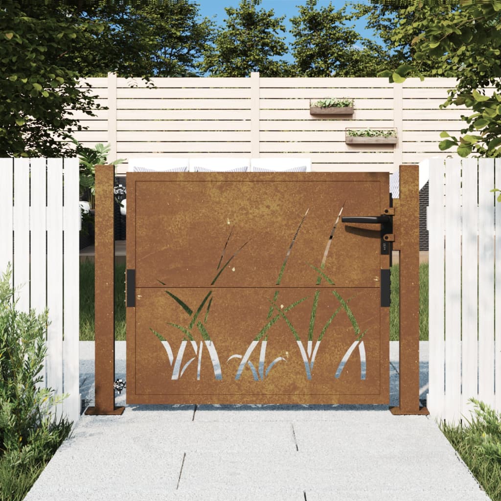 Vidaxl poort grasontwerp 100x100 cm cortenstaal