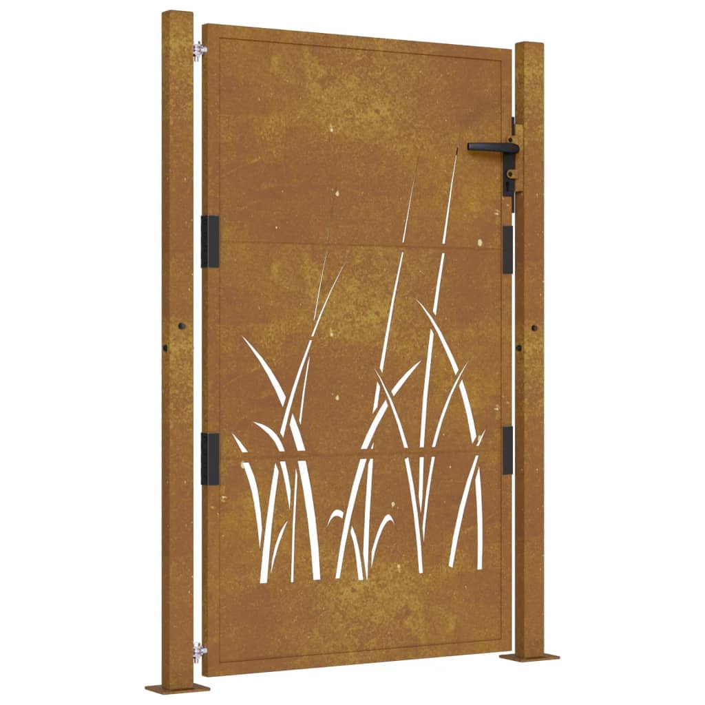 Vidaxl poort grasontwerp 100x125 cm cortenstaal