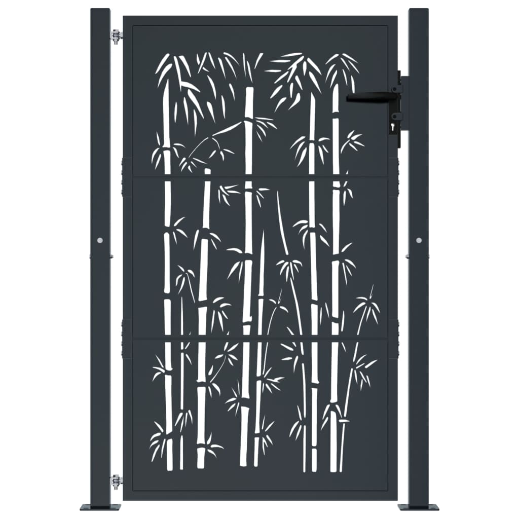 Vidaxl poort met bamboe-ontwerp 100x125 cm staal antracietkleurig