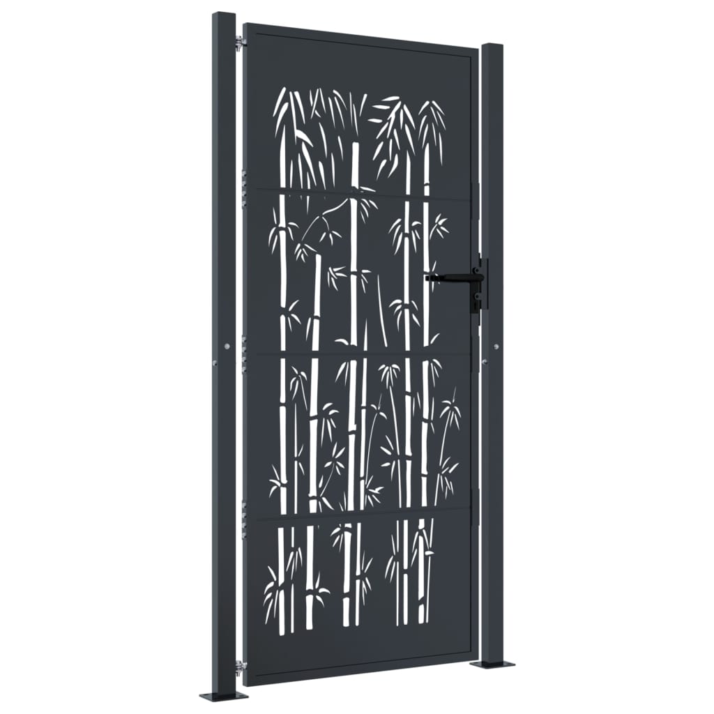 Vidaxl poort met bamboe-ontwerp 100x200 cm staal antracietkleurig
