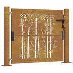 Vidaxl poort met bamboe-ontwerp 100x75 cm cortenstaal