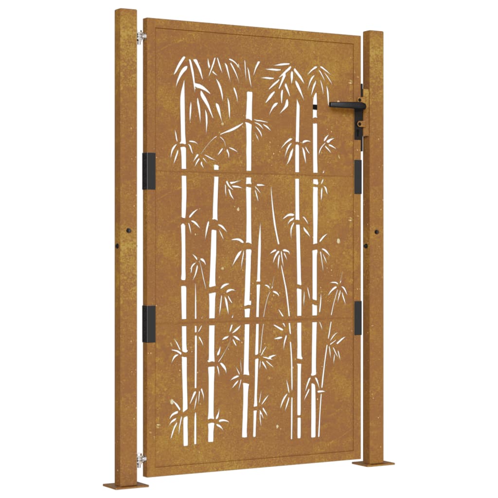 Vidaxl poort met bamboe-ontwerp 100x125 cm cortenstaal