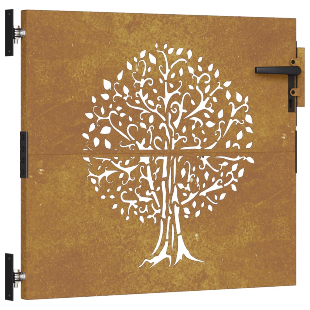 Vidaxl poort 85x75 cm boomontwerp cortenstaal