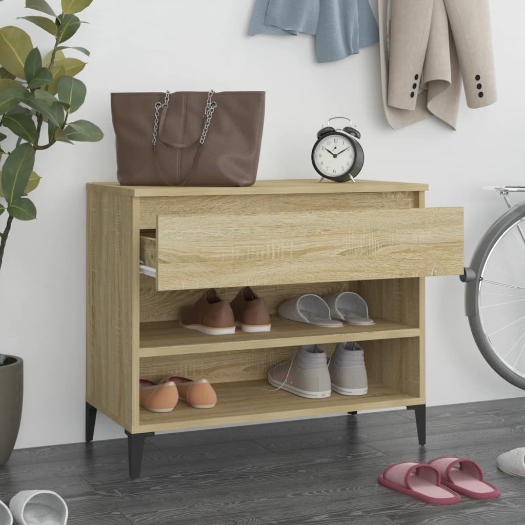 Vidaxl schoenenkast 70x36x60 cm bewerkt hout sonoma eikenkleurig