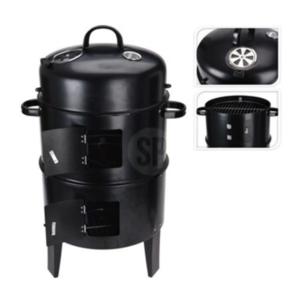 Progarden houtskoolbarbecue met haard en 2 grillroosters zwart