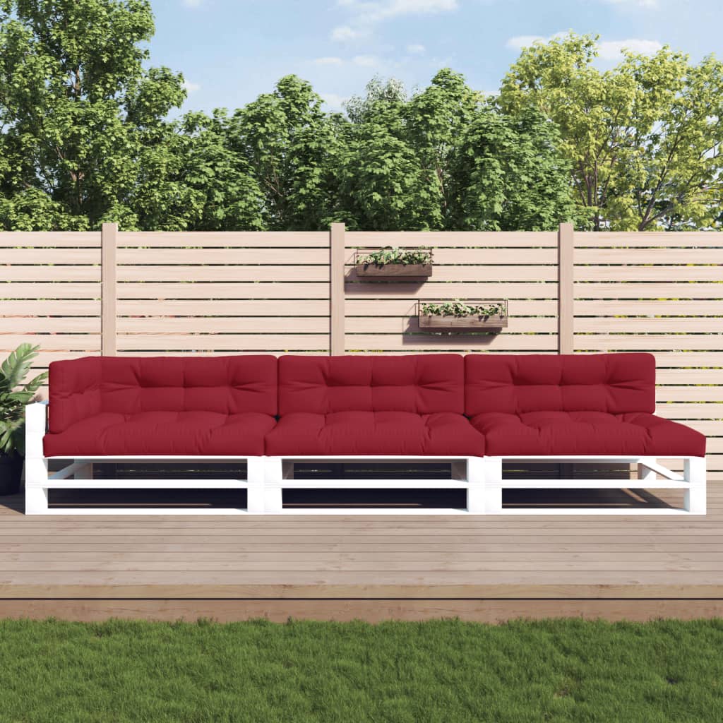VidaXL Palletkussens 7 st stof wijnrood