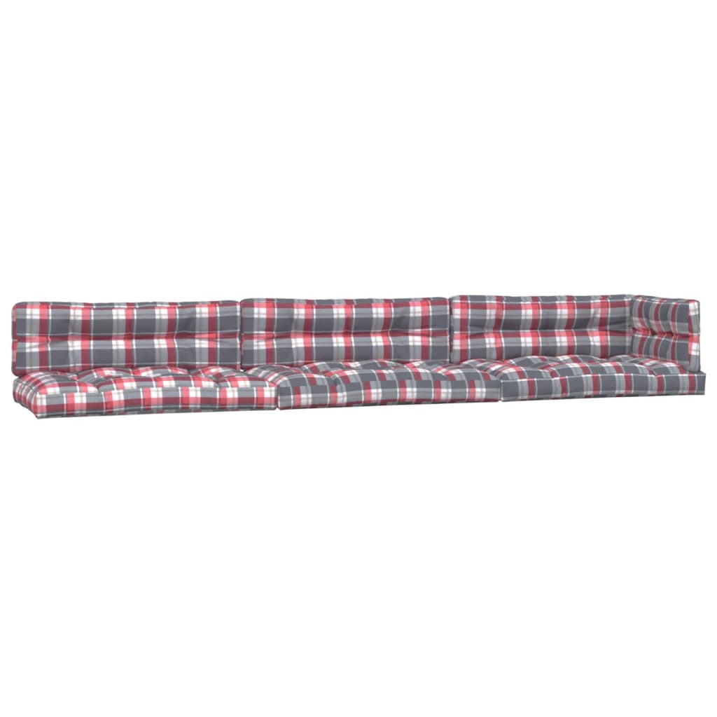 VidaXL Palletkussens 7 st stof ruitpatroon rood