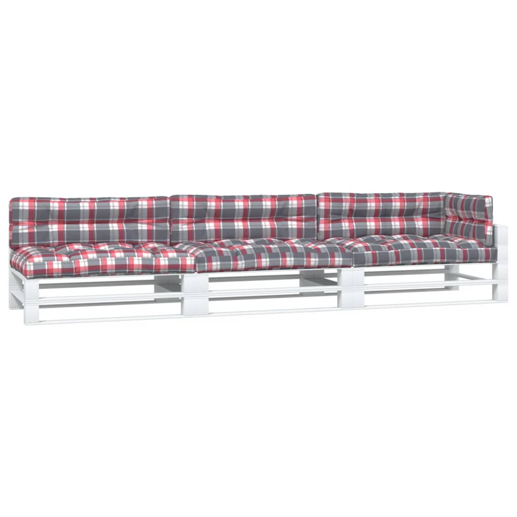 VidaXL Palletkussens 7 st stof ruitpatroon rood