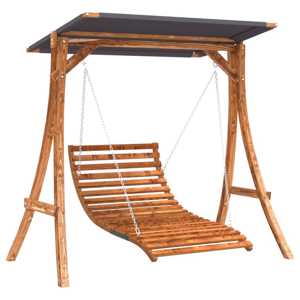 VidaXL Schommelbed met luifel vurenhout met teak afwerking