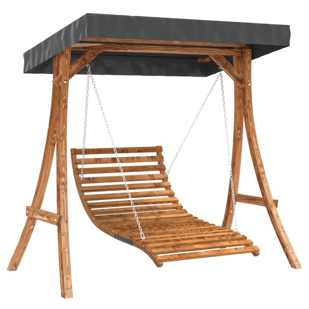 VidaXL Schommelbed met luifel vurenhout met teak afwerking
