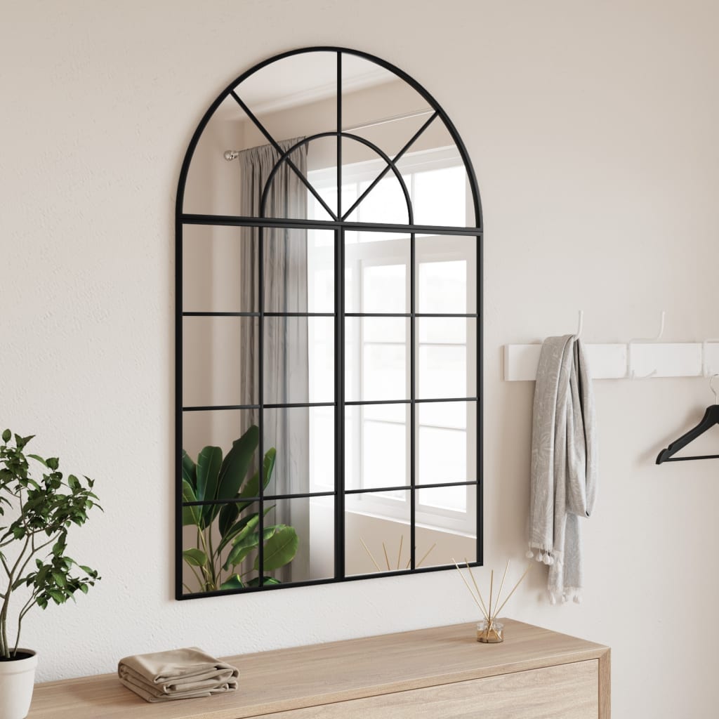 Vidaxl wandspiegel boog 80x120 cm ijzer zwart