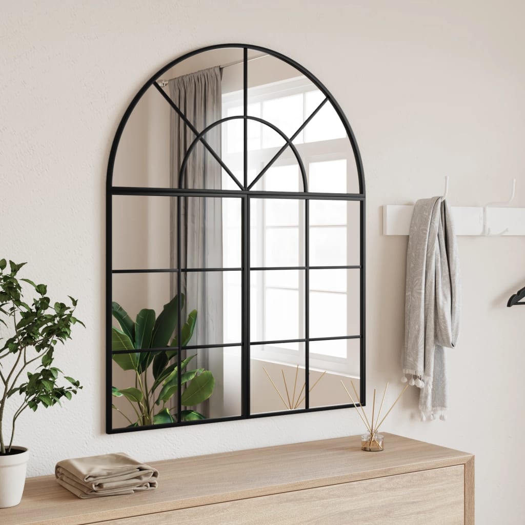 Vidaxl wandspiegel boog 80x100 cm ijzer zwart